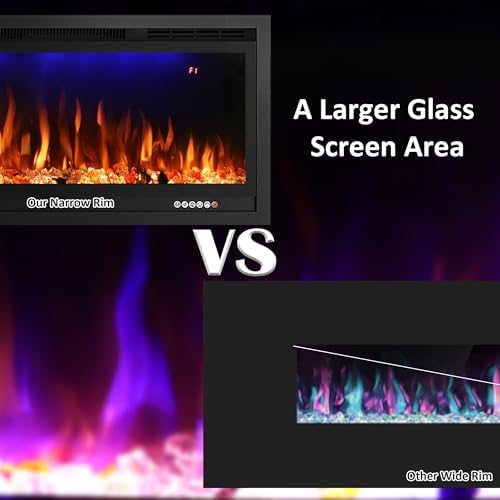 Rodalflame 50 Inch WiFi Electric Fireplace Insert with Thermostat and Smart App Control