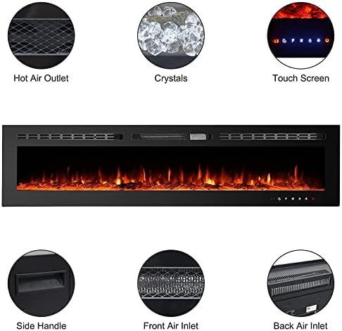 CharaVector 70 Inch Electric Fireplace with Remote Control and Touch Screen