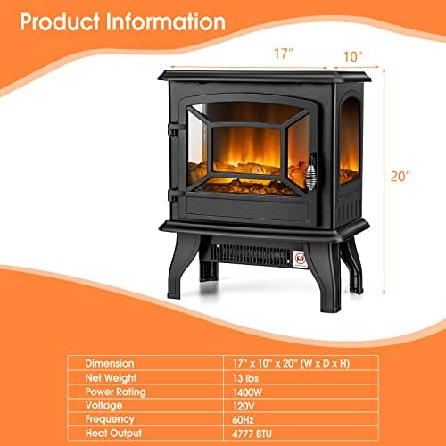Tangkula 20 Inch Electric Fireplace Stove