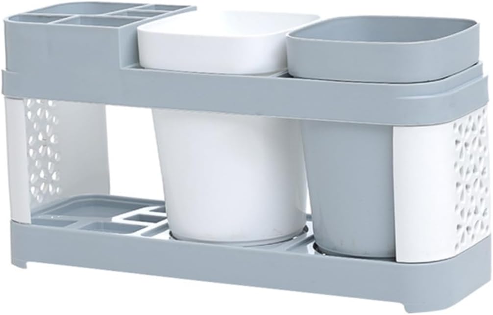 STOBAZA 2 Cup Toothbrush and Toothpaste Holder