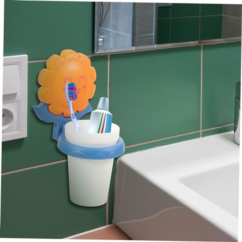 Hemoton Cartoon Toothbrush Cup Holder with Storage