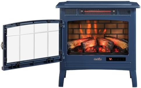Duraflame Electric Fireplace Stove Heater with 3D Flame Effect Navy