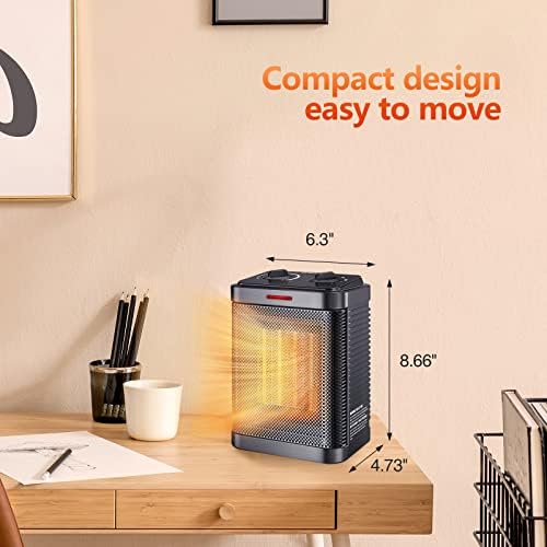 Oprunsy 1500W PTC Ceramic Space Heater with 3 Modes and Safety Protection