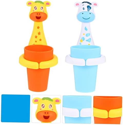 LIFKOME 2 Sets Cartoon Animal Wall Mounted Toothbrush Holder