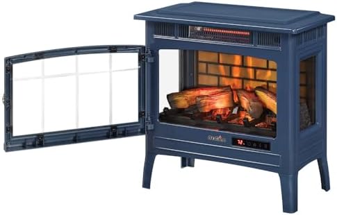 Duraflame Electric Fireplace Stove Heater with 3D Flame Effect Navy