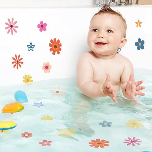 PRATIQUE Non Slip Bathtub Stickers Flower Design