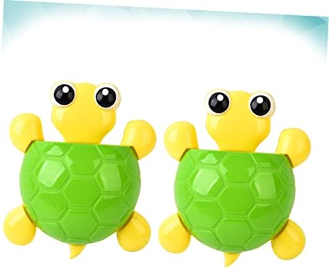 2Pcs Suction Cup Toothbrush Holder with Cute Turtle Design
