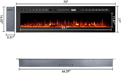 CharaVector 70 Inch Electric Fireplace with Remote Control and Touch Screen
