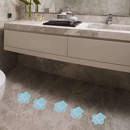 Mipcase Anti-Slip Shower Stickers 10pcs Blue Paw Print Decals