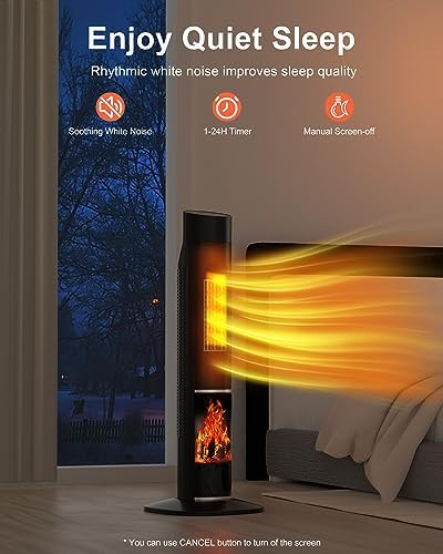 Uthfy 32 1500W Tower Heater with Flame and Thermostat