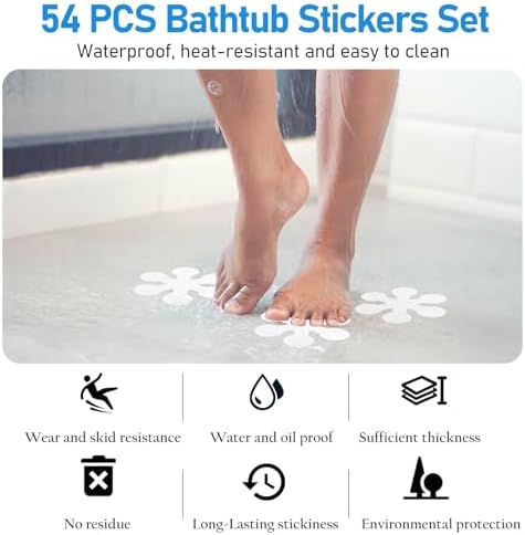 RETON 54 PCS Anti-Slip Shower Mat Stickers