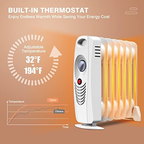 S AFSTAR 700W Oil Filled Radiator Heater with Thermostat