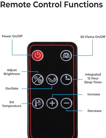 Comfort Zone Tower Heater with 3D Flame and Remote Control 1