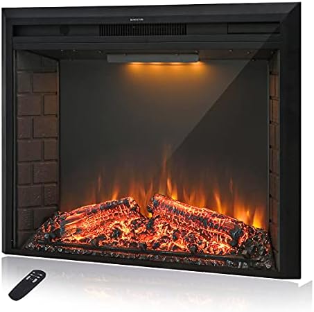 Masarflame 33 Electric Fireplace Insert with Sound Remote Control Timer 7501500W Black