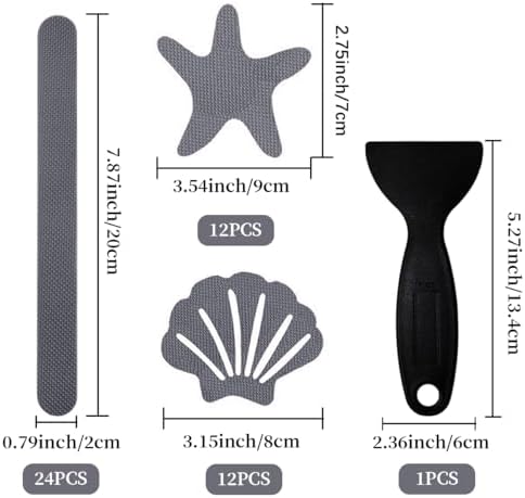 48PCS Bathtub Non Slip Stickers Set with Scraper