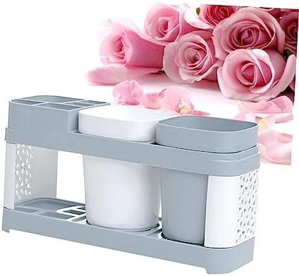 STOBAZA 2 Cup Toothbrush and Toothpaste Holder