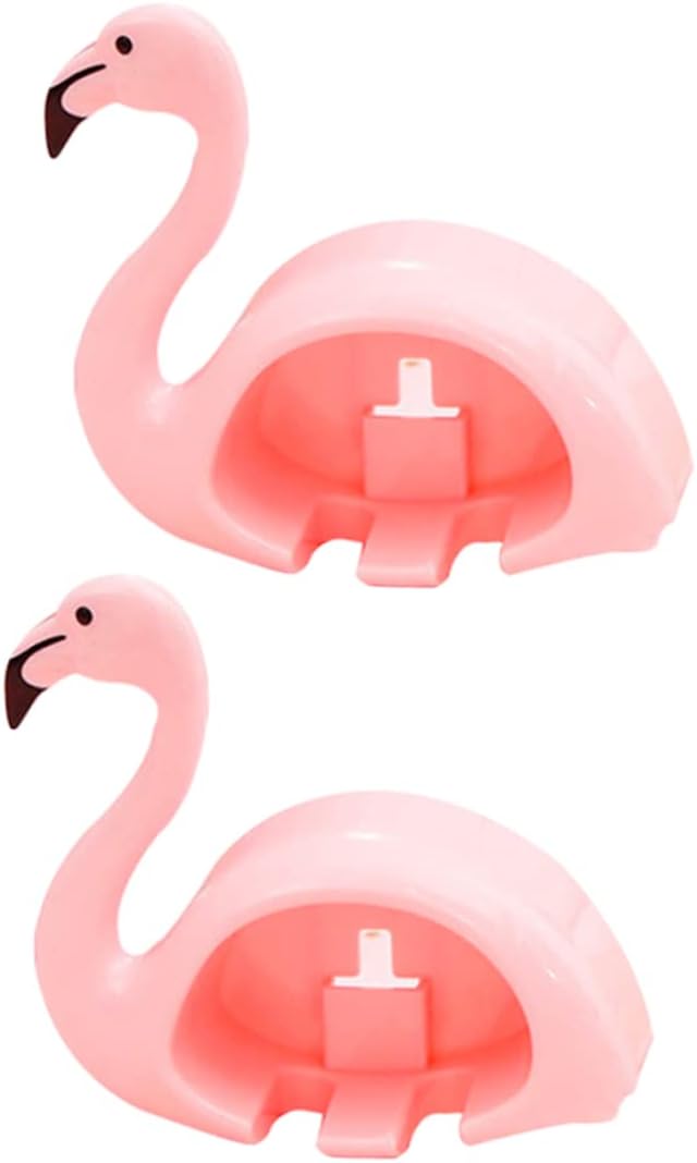 2pcs Pink Flamingo Wall-Mounted Toothbrush Holder
