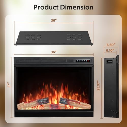 Xbeauty 36 Inch Electric Fireplace Insert with Remote Control 1