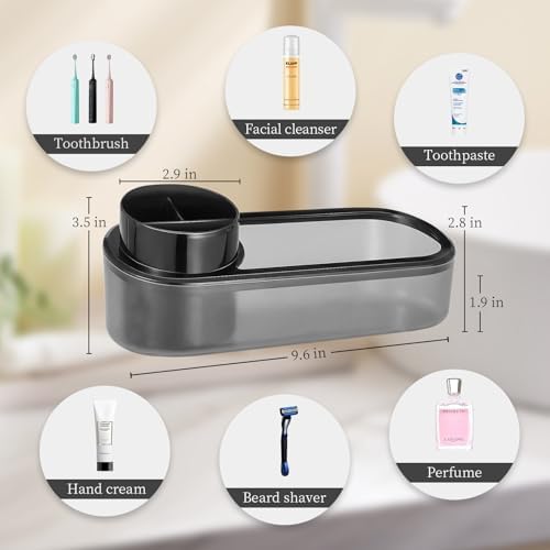 Black Toothbrush Holder Set with 2 Cups for Bathroom