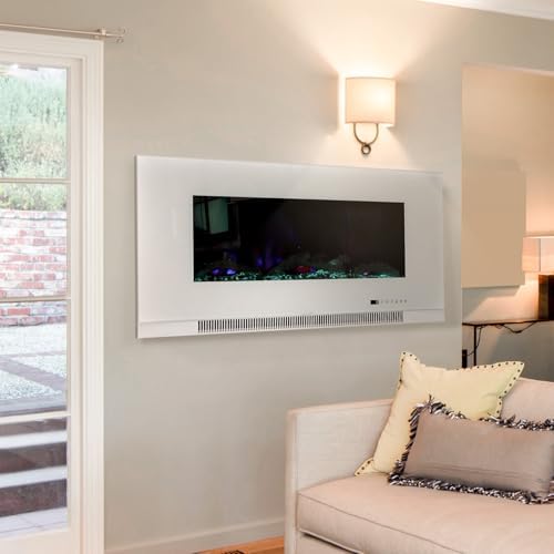 Cambridge 42 Inch Wall Electric Fireplace with Remote and Driftwood Logs