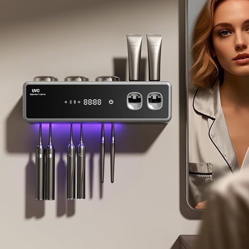 Wekity Wall Mounted Toothbrush Holder with Smart Cleaning and Hot Air Drying