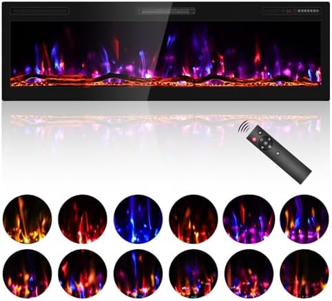 BREEZEHEAT 60 Inch Electric Fireplace with Log