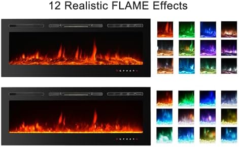 CharaVector 60 Inch Electric Fireplace with Remote Control and Touch Screen Black