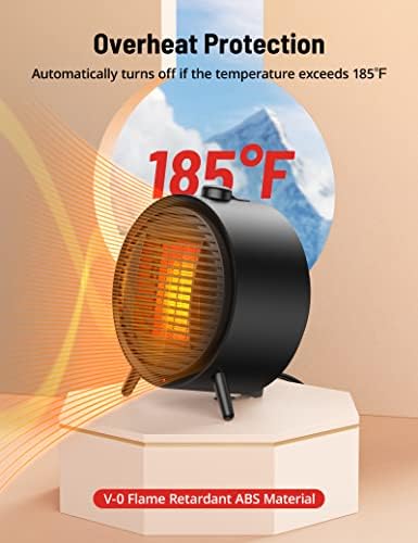 PARIS RHNE 1500W PTC Ceramic Space Heater with Thermostat and Safety Features