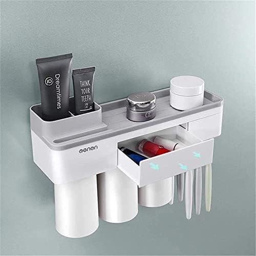KAABETO Portable Toothbrush Holder with 2 Cups and Drawer