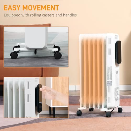 HOMCOM 2475 Electric Space Heater with 3 Modes Timer Remote 1500W White