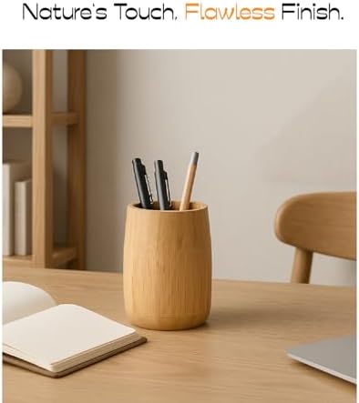 Natural Bamboo Toothbrush Holder Modern Cylindrical Design for Bathroom