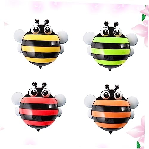 4pcs Cartoon Bee Wall Mount Toothbrush Holder with Suction Cup