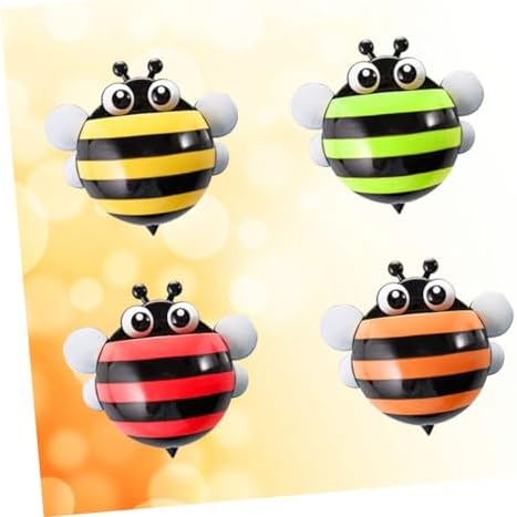 4pcs Cartoon Honeybee Wall Mount Toothbrush Holder with Suction Cup Pen Organizer