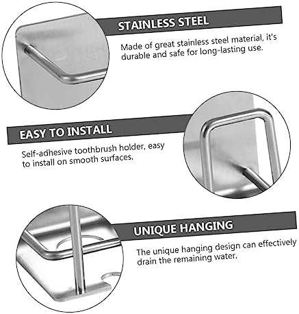 Stainless Steel Wall Toothbrush Holder with Adhesive