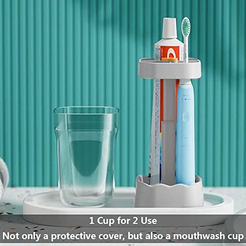 YeeSingLon 2 Pack 2 in 1 Toothbrush Holder Rinsing Cup