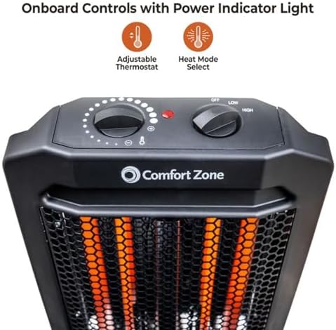 Comfort Zone Quartz Tower Heater with 2 Settings