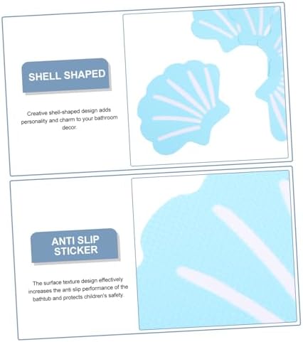12Pcs Blue Shell Shape Non-Slip Bath Stickers for Kids Safety