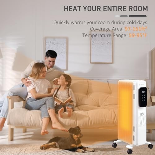 HOMCOM 2475 Electric Space Heater with 3 Modes Timer Remote 1500W White