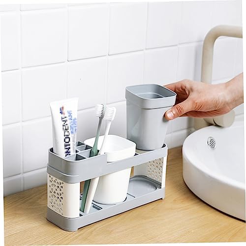 Luxshiny Suction Cup Toothbrush Holder with 2 Cups and 5 Slots