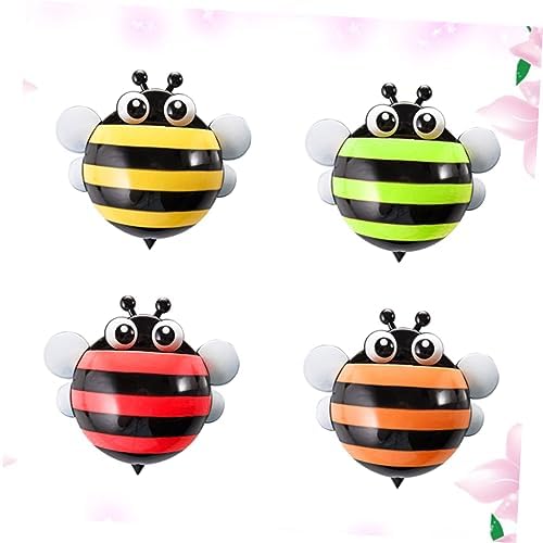 4pcs Cartoon Bee Suction Cup Toothbrush Holder for Bathroom