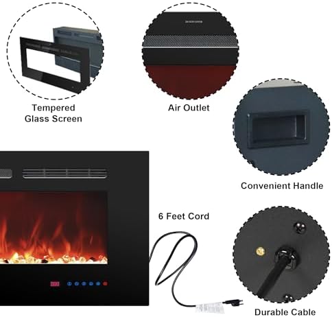 Rodalflame 42 Inch Electric Fireplace with Remote Control