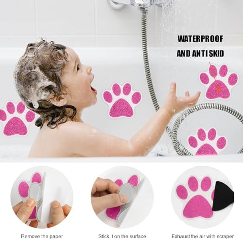 Secopad Non Slip Bathtub Stickers 24pcs Bear Paw Decals