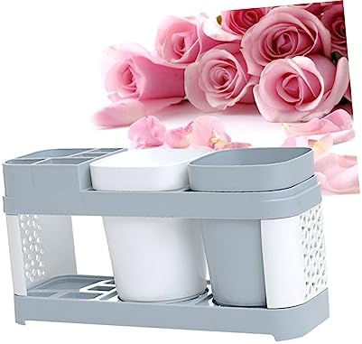 FELTECHELECTR Travel Toothbrush Holder with 2 Cups and 5 Slots