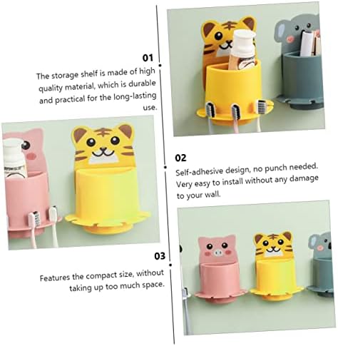 VOSAREA Cute Pig Toothbrush Holder Wall Mounted Storage Rack