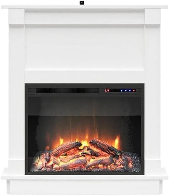 Ameriwood Home Ellsworth Electric Fireplace with Mantel White
