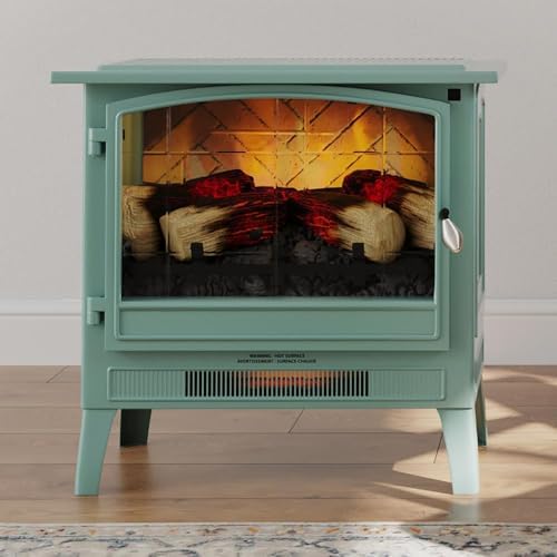 Country Living Infrared Electric Fireplace with Mineral Blue Finish