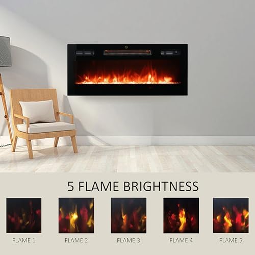 30 Inch Wall Electric Fireplace with Realistic Flame and Quiet Operation