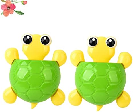 2Pcs Suction Cup Toothbrush Holder with Cute Turtle Design
