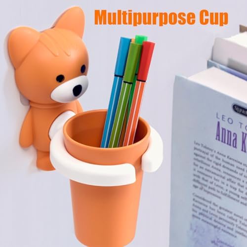 Kids Cartoon Fox Toothbrush Holder with Suction Cup
