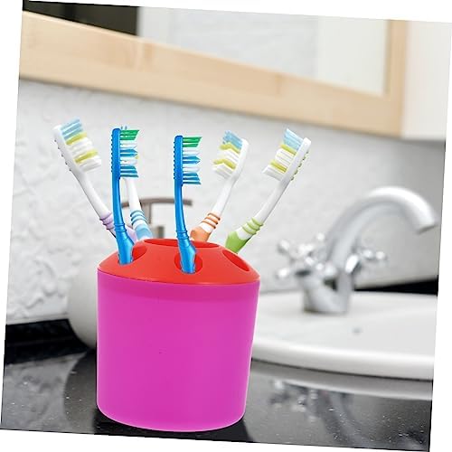 Cabilock Toothbrush Holder with Purple Base and Divided Compartments